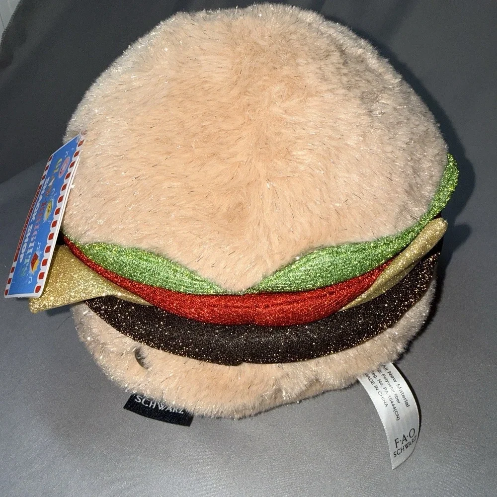 FAO Schwarz Glow Brights Snack Shop Burger Plush‎ Kids Tan New Glitter Light Up