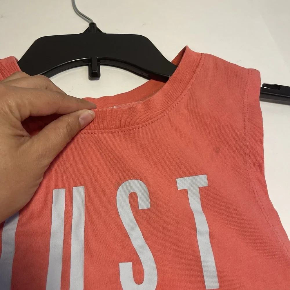 The Nike Tee Tank Top Dry-Fit Pink Logo Sporty Training Small READ