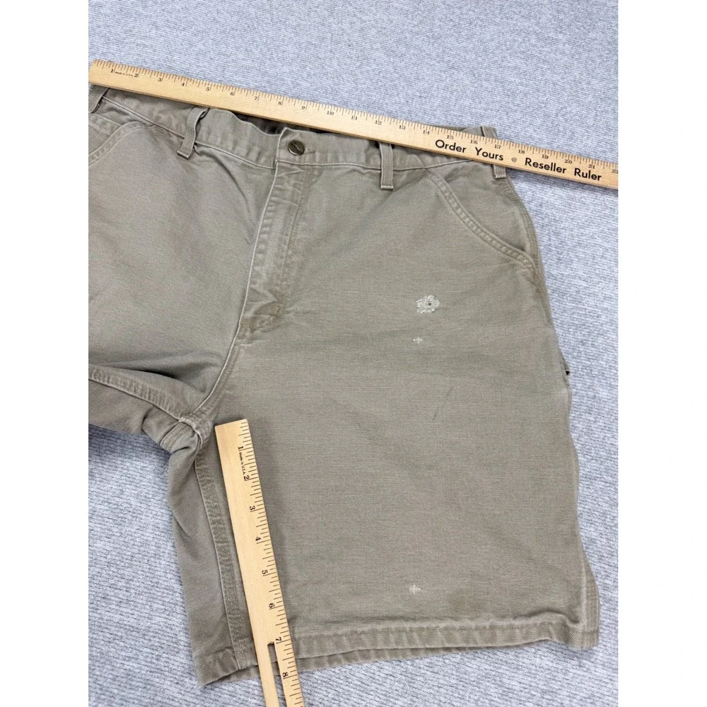 Carhartt‎ B28 DES Mens 36 Canvas Carpenter Shorts Desert Tan Distressed Workwear