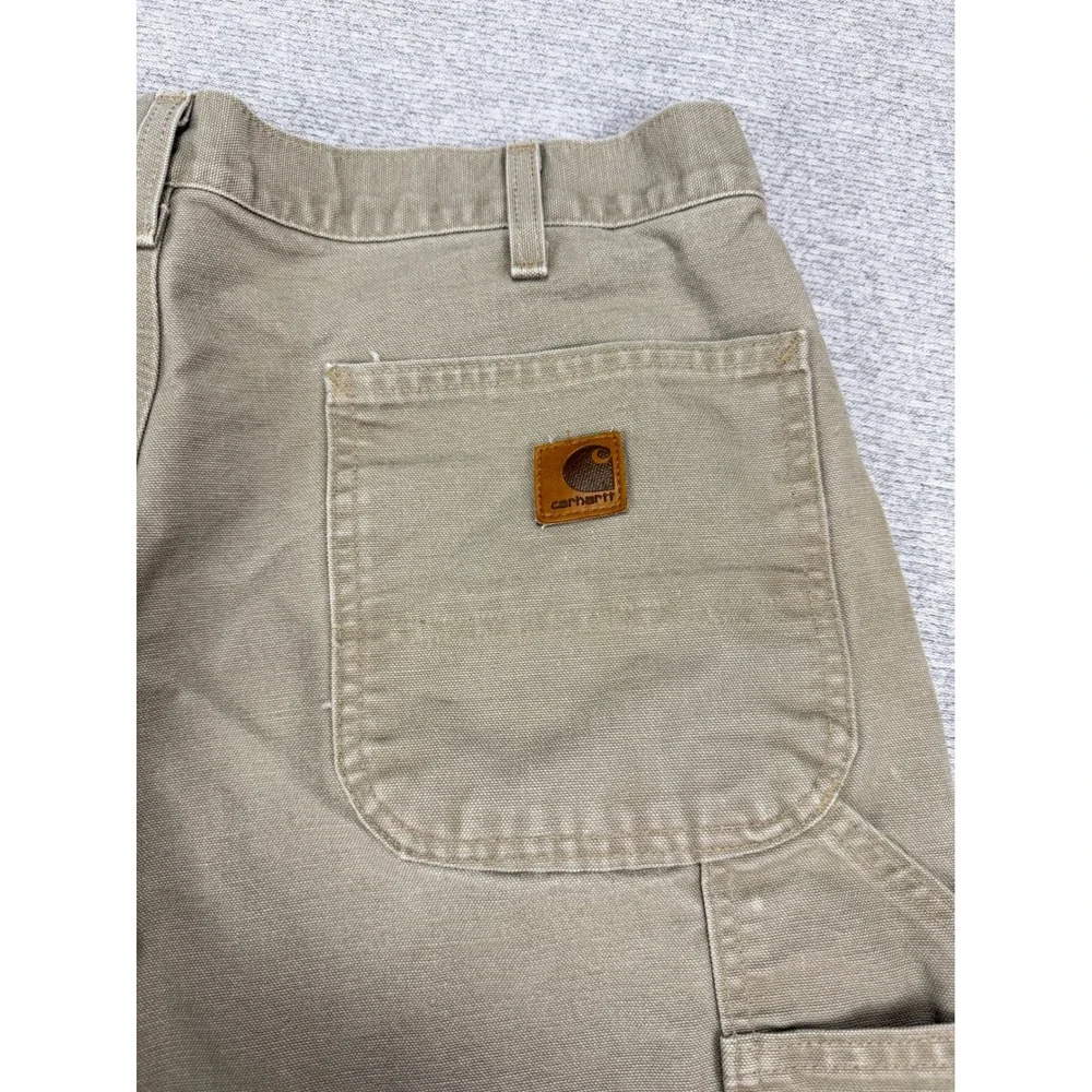 Carhartt‎ B28 DES Mens 36 Canvas Carpenter Shorts Desert Tan Distressed Workwear