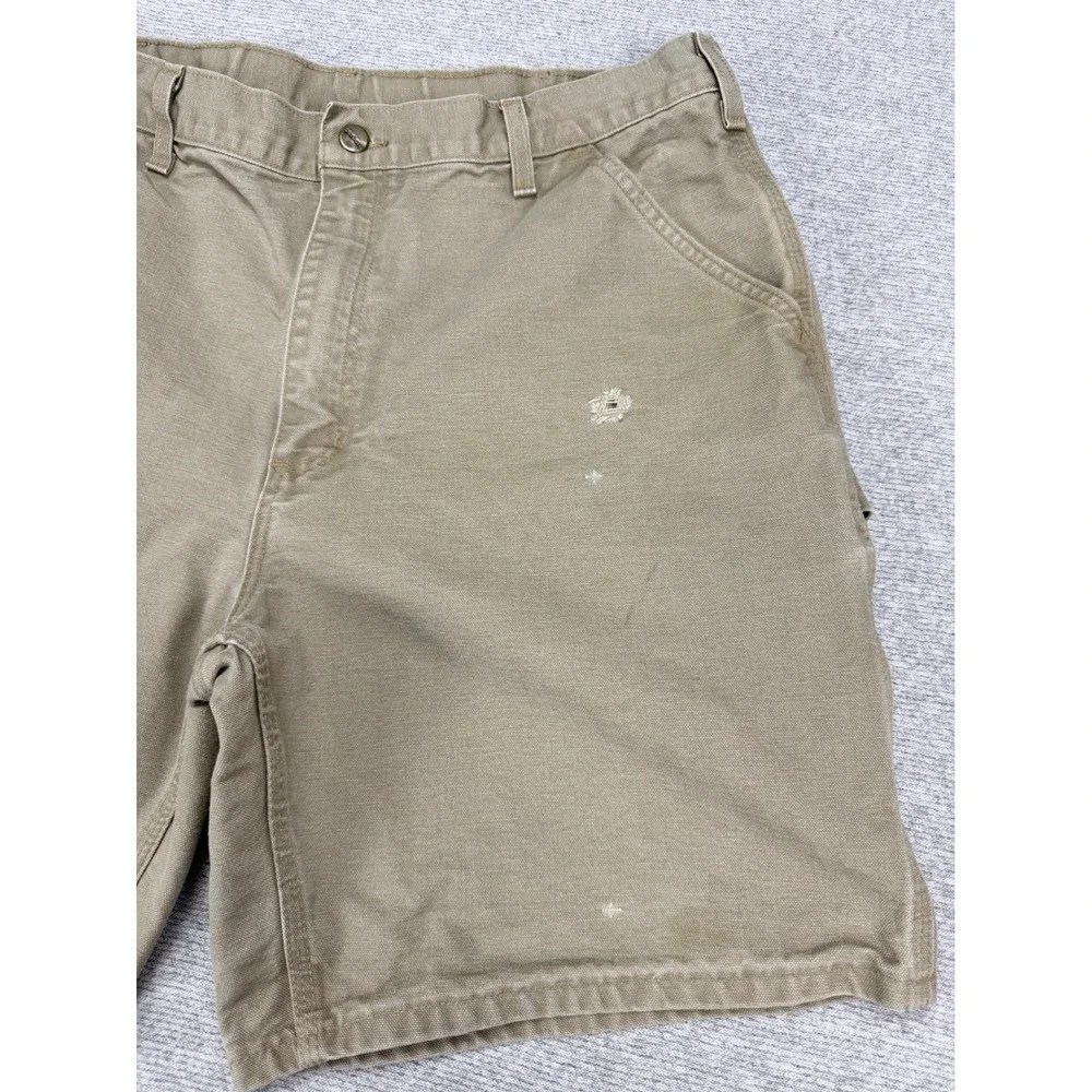 Carhartt‎ B28 DES Mens 36 Canvas Carpenter Shorts Desert Tan Distressed Workwear