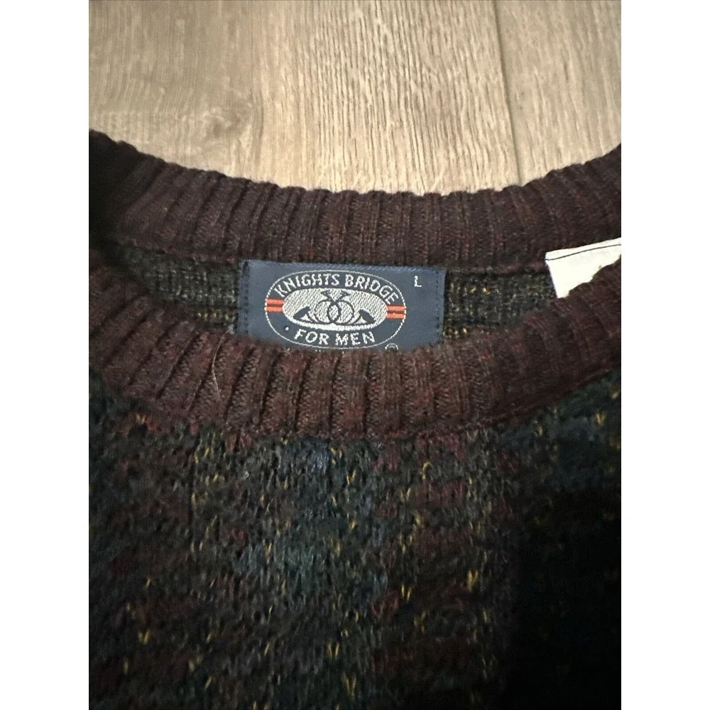 Vintage Knightsbridge‎ Sweater Mens Size Large Grandpa Cosby Crewneck 30% Wool