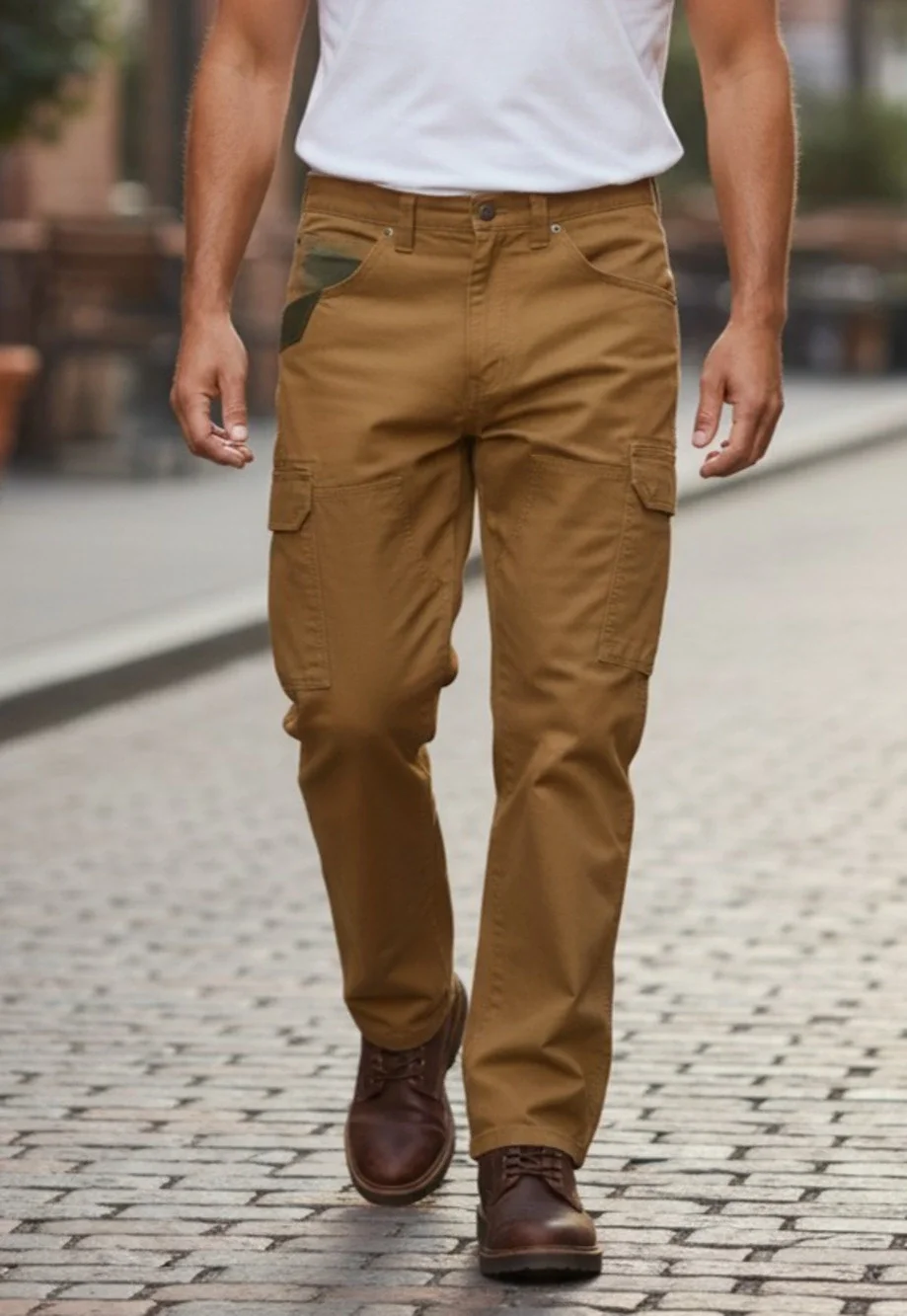 Wrangler Men's Cargo Work Pants Khaki Brown Utility 36x32 RN130273