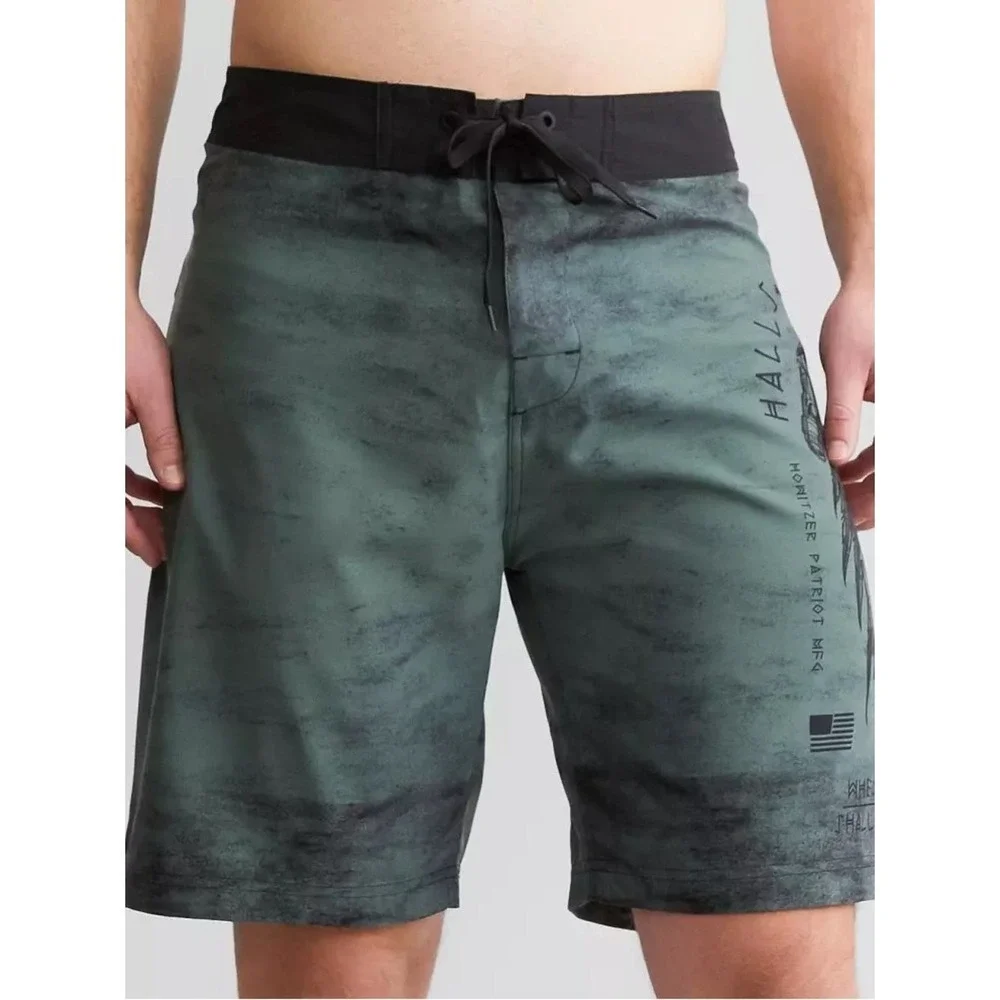HOWITZER Halls Boardshort Size 42 Swim Trunk Shorts Army Green Unlined‎ Beach