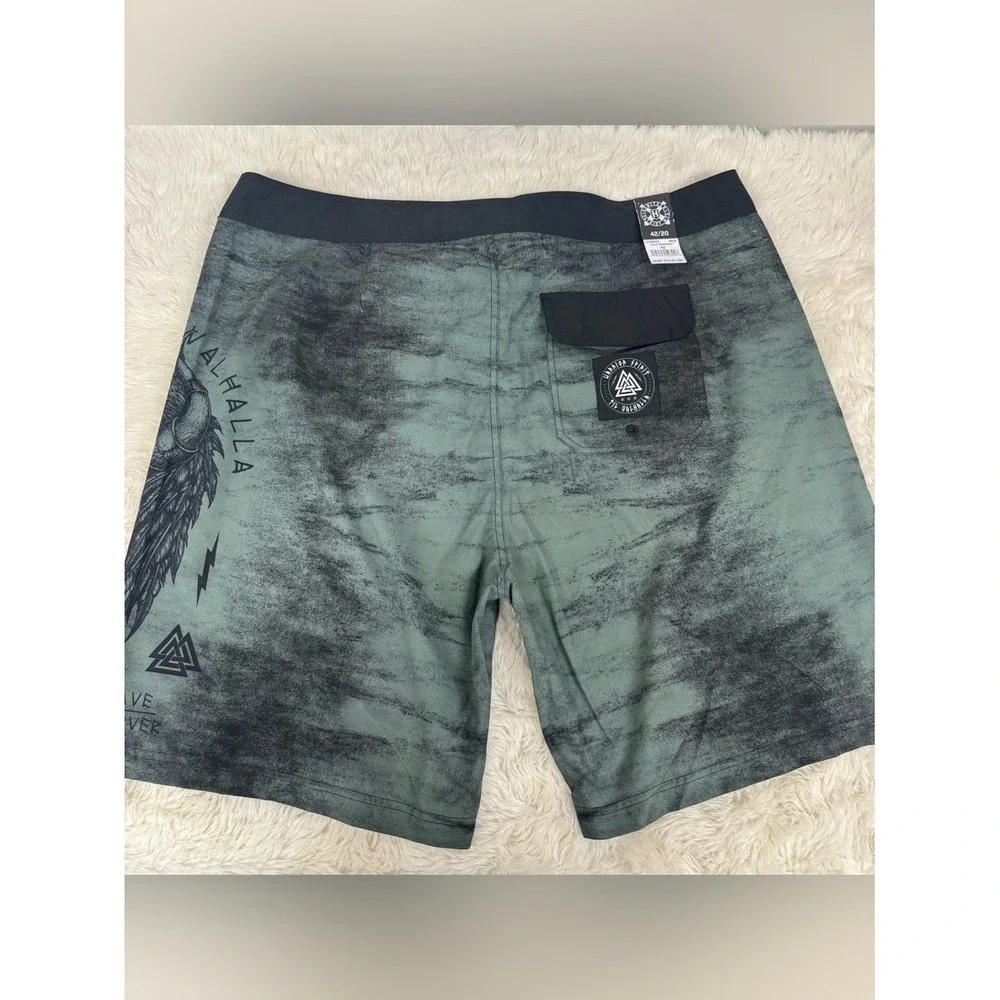 HOWITZER Halls Boardshort Size 42 Swim Trunk Shorts Army Green Unlined‎ Beach
