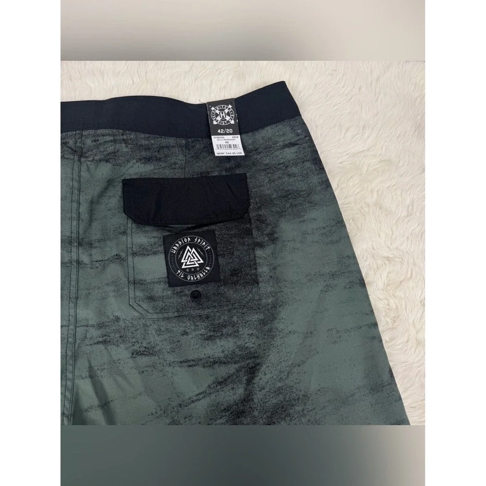 HOWITZER Halls Boardshort Size 42 Swim Trunk Shorts Army Green Unlined‎ Beach