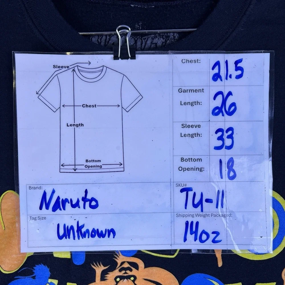 Y2k Naruto Shippuden Sweater‎ Mens L Black Graphic Retro Anime Pullover Uzumaki
