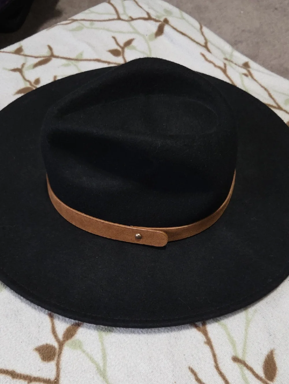 Black Carly Jean Los Angeles Benton Wool hat Size Medium Leather New With Tags