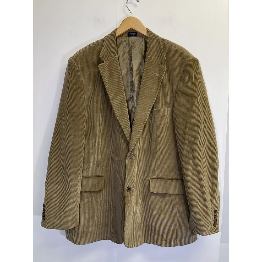 MEETING STREET Mens 44 Reg Beige Tan Corduroy‎ 2 Button Sport Coat Blazer Jacket
