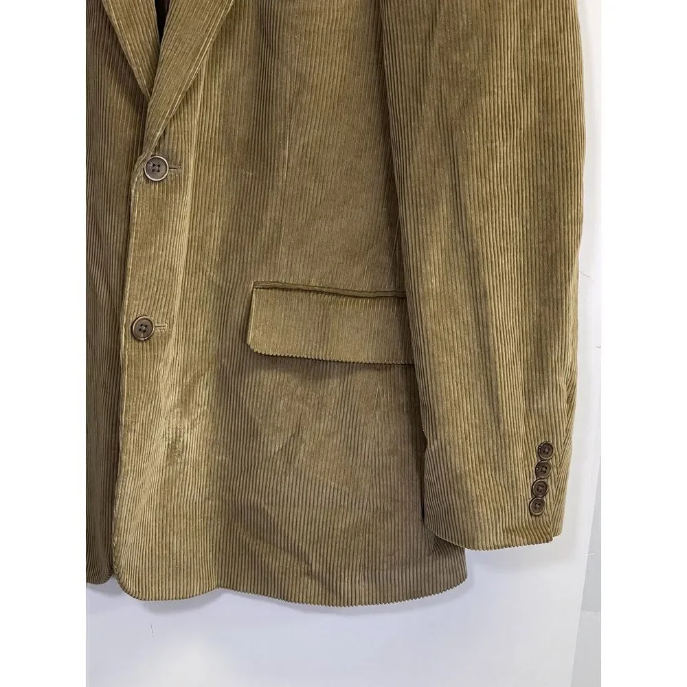 MEETING STREET Mens 44 Reg Beige Tan Corduroy‎ 2 Button Sport Coat Blazer Jacket