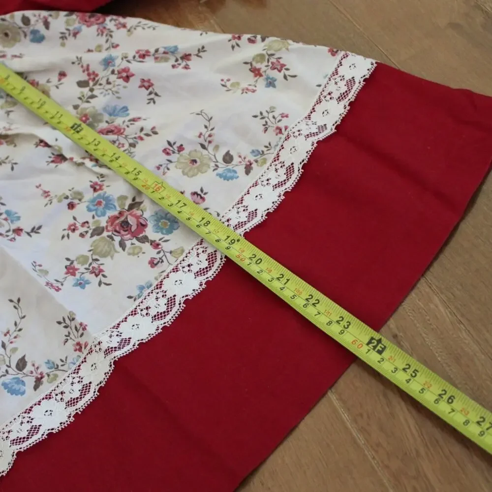 Vintage Montgomery Ward Girls‎ Long Sleeve Dress Floral Lace Red White 6