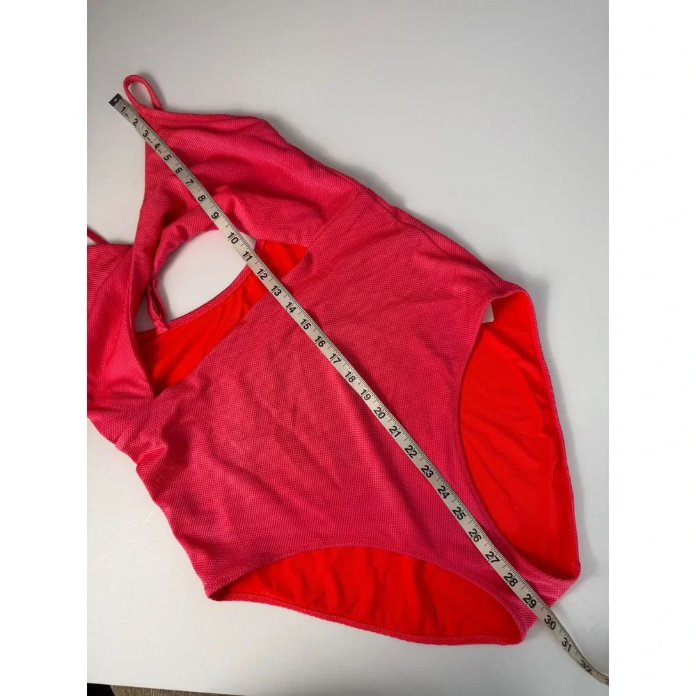 Aerie Pink Textured Cutout One Piece Swimsuit XL Long READ DESCRIPTION
