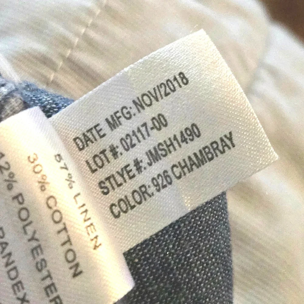Johnnie-O Sterling Chambray Short Mens 38 Blue Linen Blend 9