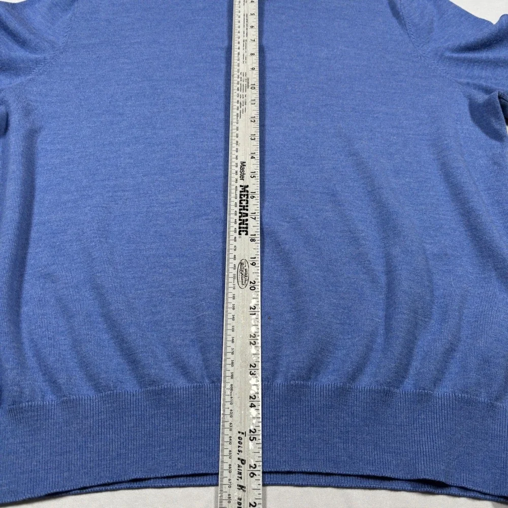 Polo Golf Ralph Lauren Pullover Mens XL Blue 100% Merino Wool 1/4 Zip Sweater
