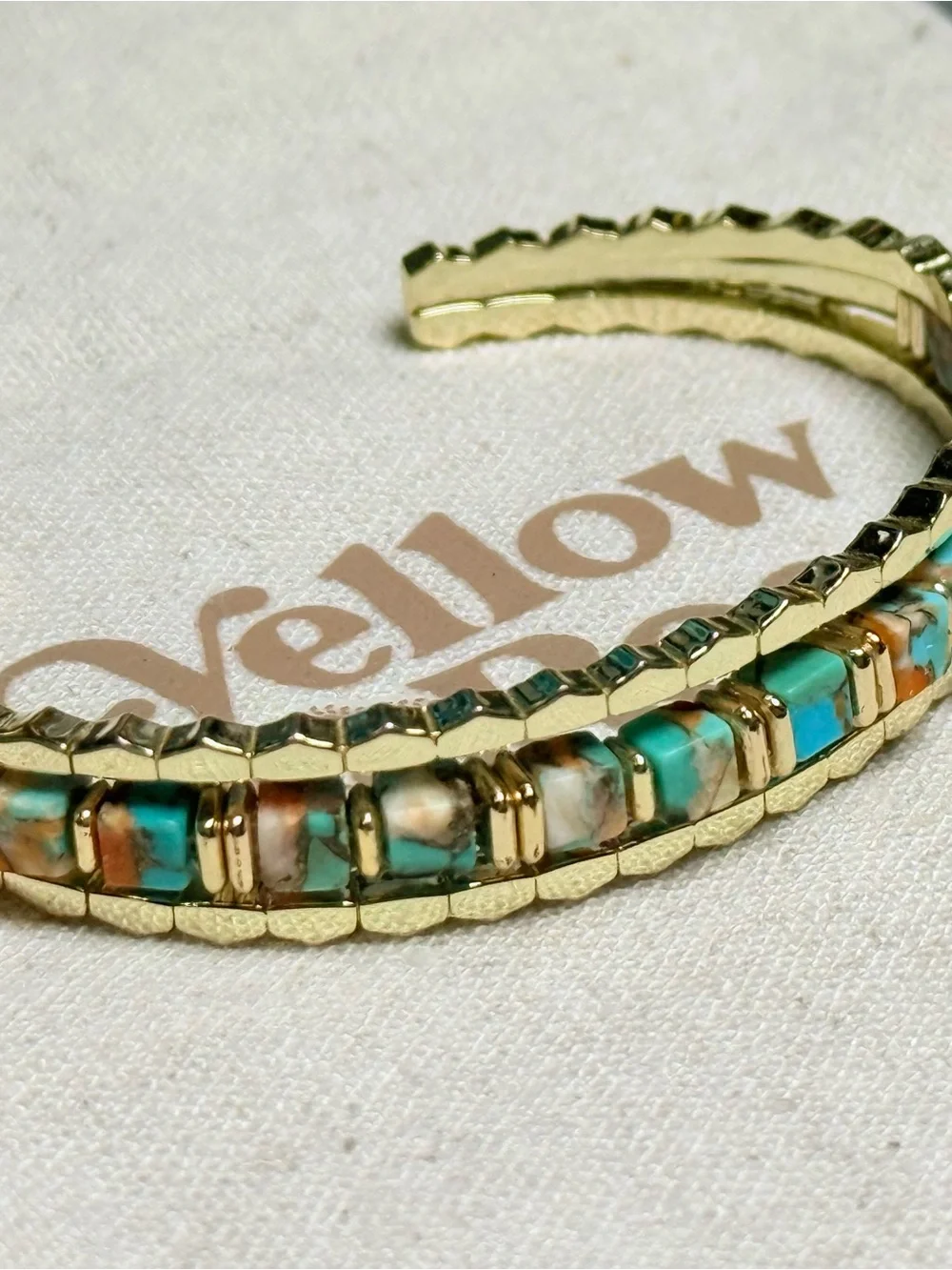 Kendra Scott Ember Gold Triple Band Cuff in Bronze Veined Turquoise Red Oyster