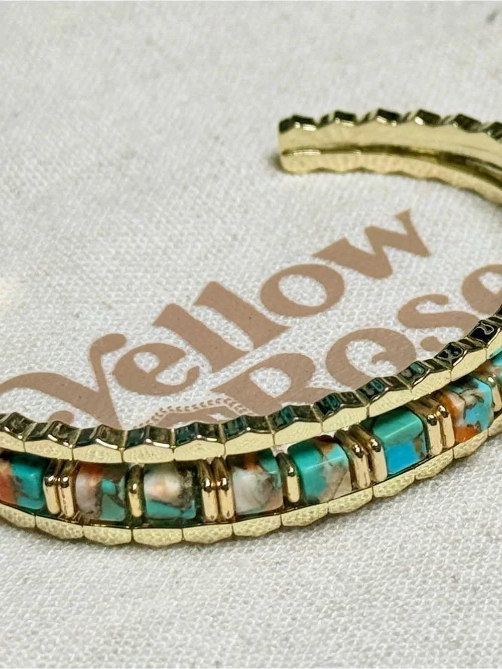 Kendra Scott Ember Gold Triple Band Cuff in Bronze Veined Turquoise Red Oyster