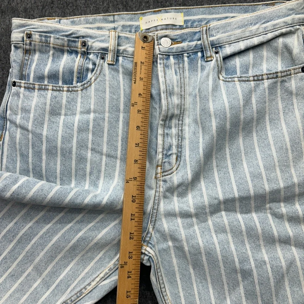 Happy Nature Denim Ultra‎ High Rise Bermuda Jean Shorts Size 32 Striped Boho