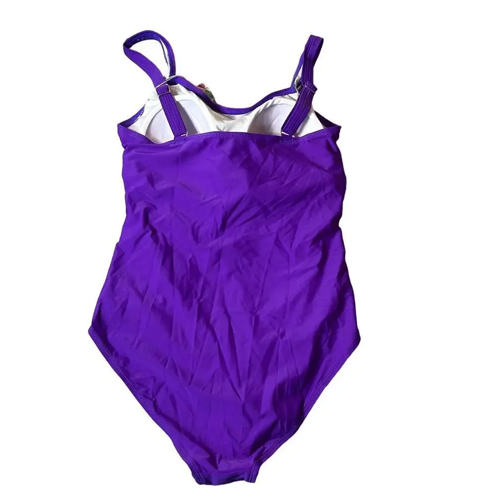 Upopby‎ Swimwear Womens 8 Purple Padded Push Up One Piece Tummy Control NEW