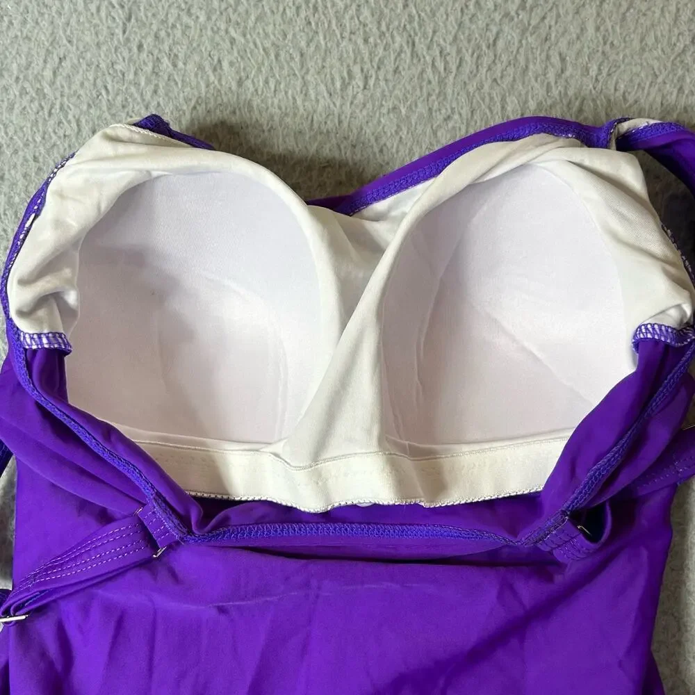 Upopby‎ Swimwear Womens 8 Purple Padded Push Up One Piece Tummy Control NEW