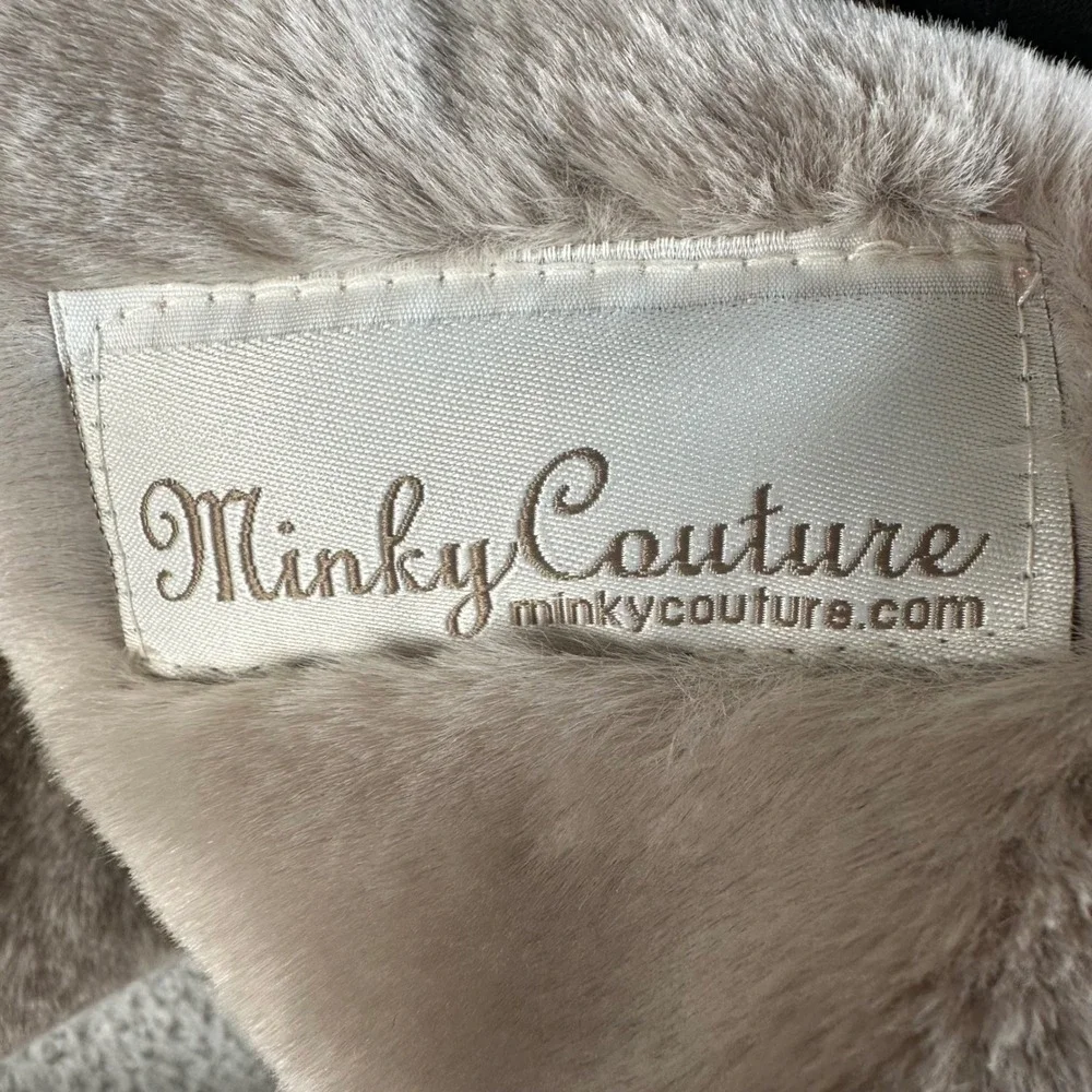 Minky Couture Taupe Faux Fur Infinity Scarf Plush Neck Warmer Neutral Brown