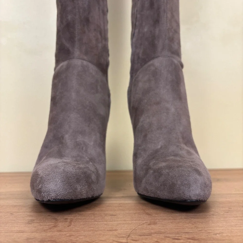 KAREN MILLEN Over-the-Knee Suede‎ Boots Taupe Women Size 36 Stiletto Pointed Toe