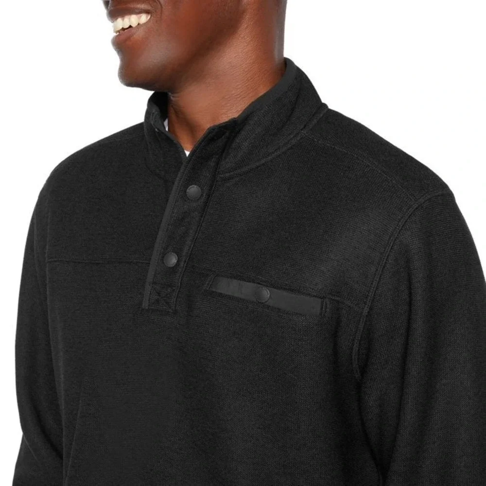 Eddie Bauer Mens Sweater Fleece Pullover‎ Jacket Black Large NWT