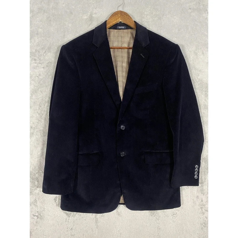 Saddlebred Blazer Mens 40R Black Corduroy‎ Two Button Classic Wedding Career