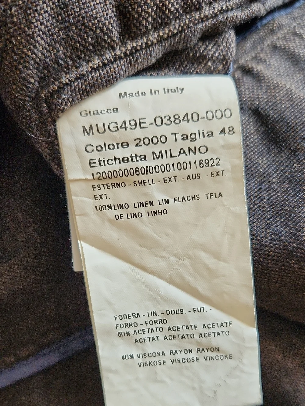 Allegri Milano Men's Black Brown Linen Blazer Vest Size 48EU/38US