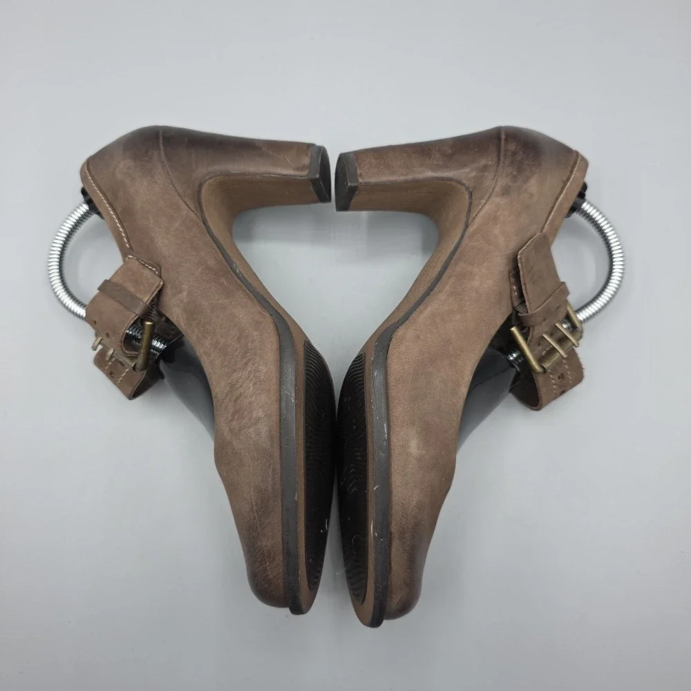 Ecco‎ Heels Womens 36 Brown Leather Mary Jane Pumps Comfort Shoes Strap Buckle