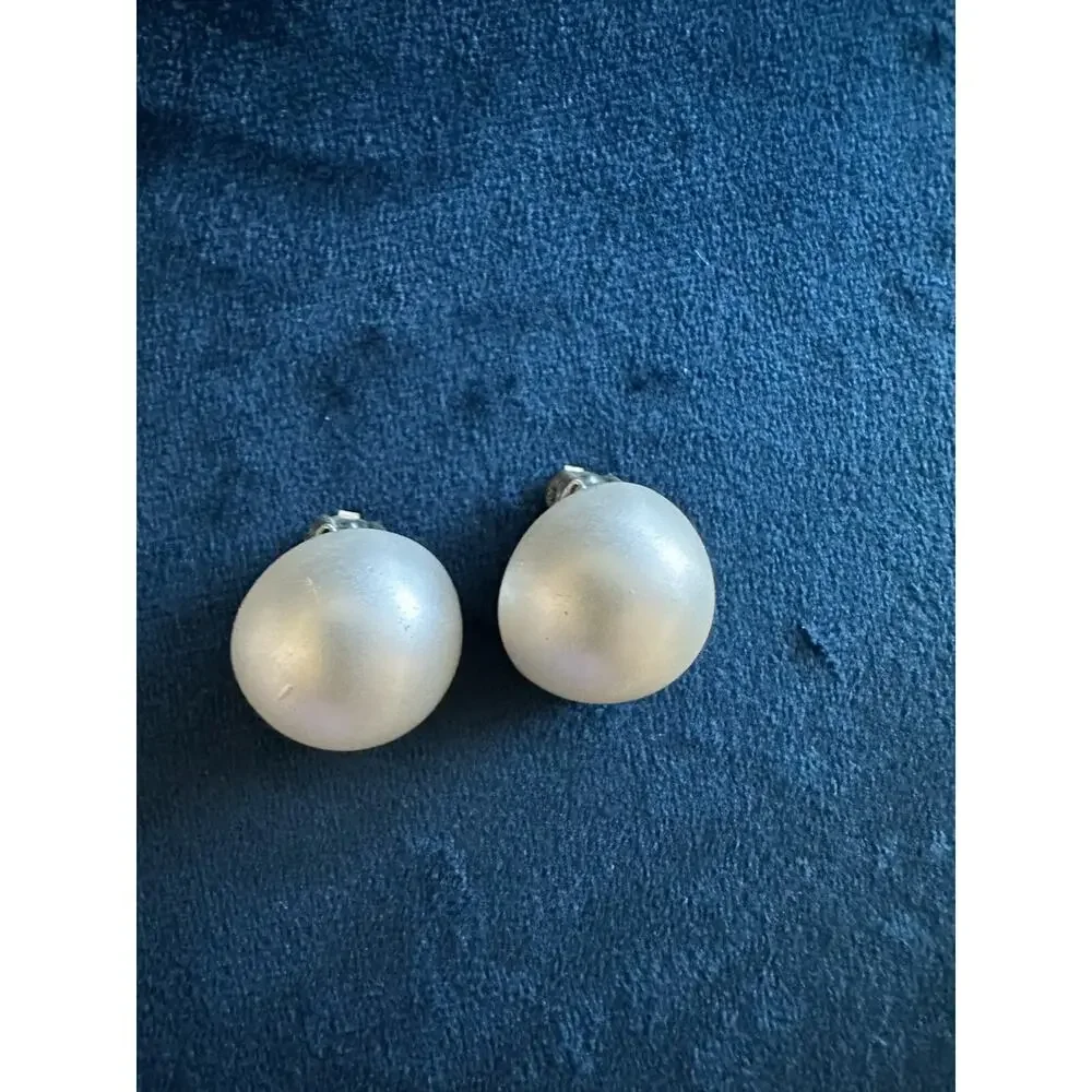 Vintage Sterling Silver‎ Earrings, Faux Pearl Clip Back Earrings