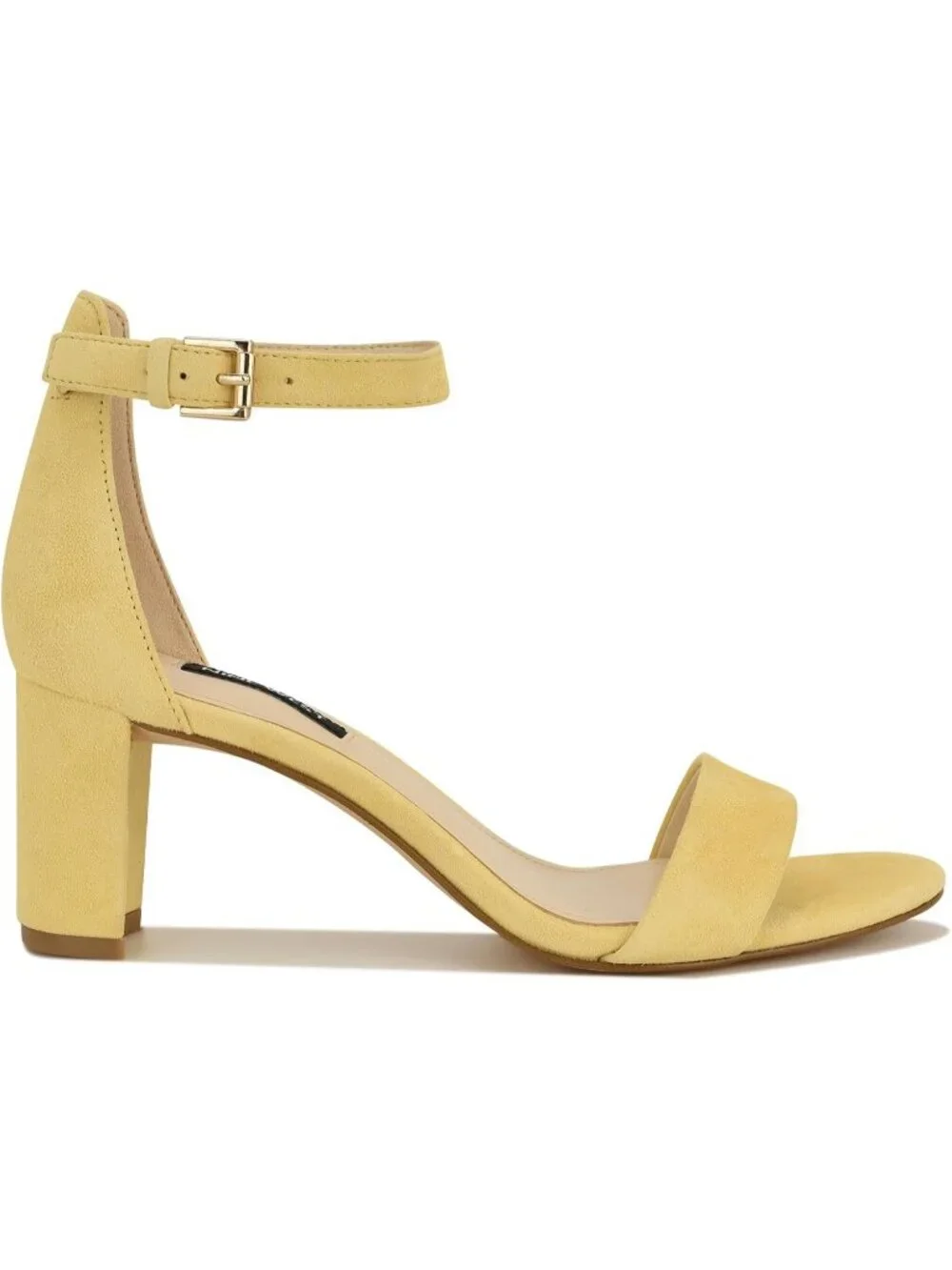 Women's Yellow Suede Round Toe Ankle Strap Wnpruce Block Heeled Sandal Shoes