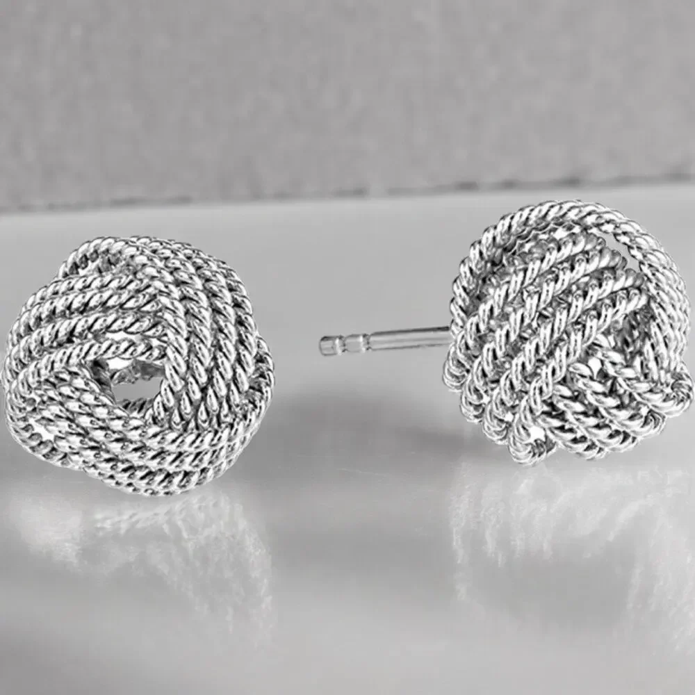 NEW 925 sterling silver knot shaped stud earrings jewelry B21B