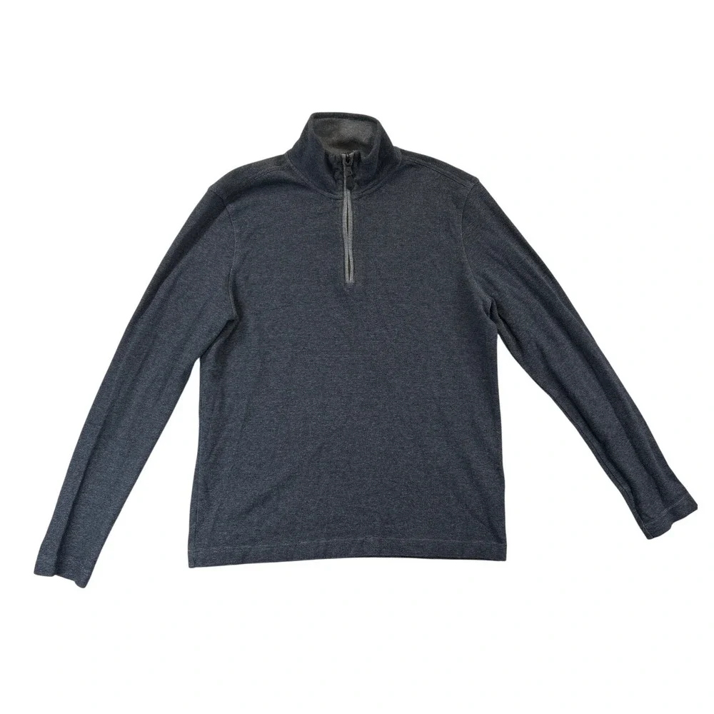 Banana Republic Quarter Zip Mens L Gray 100%‎ Cotton Pullover Mock Neck Sweater
