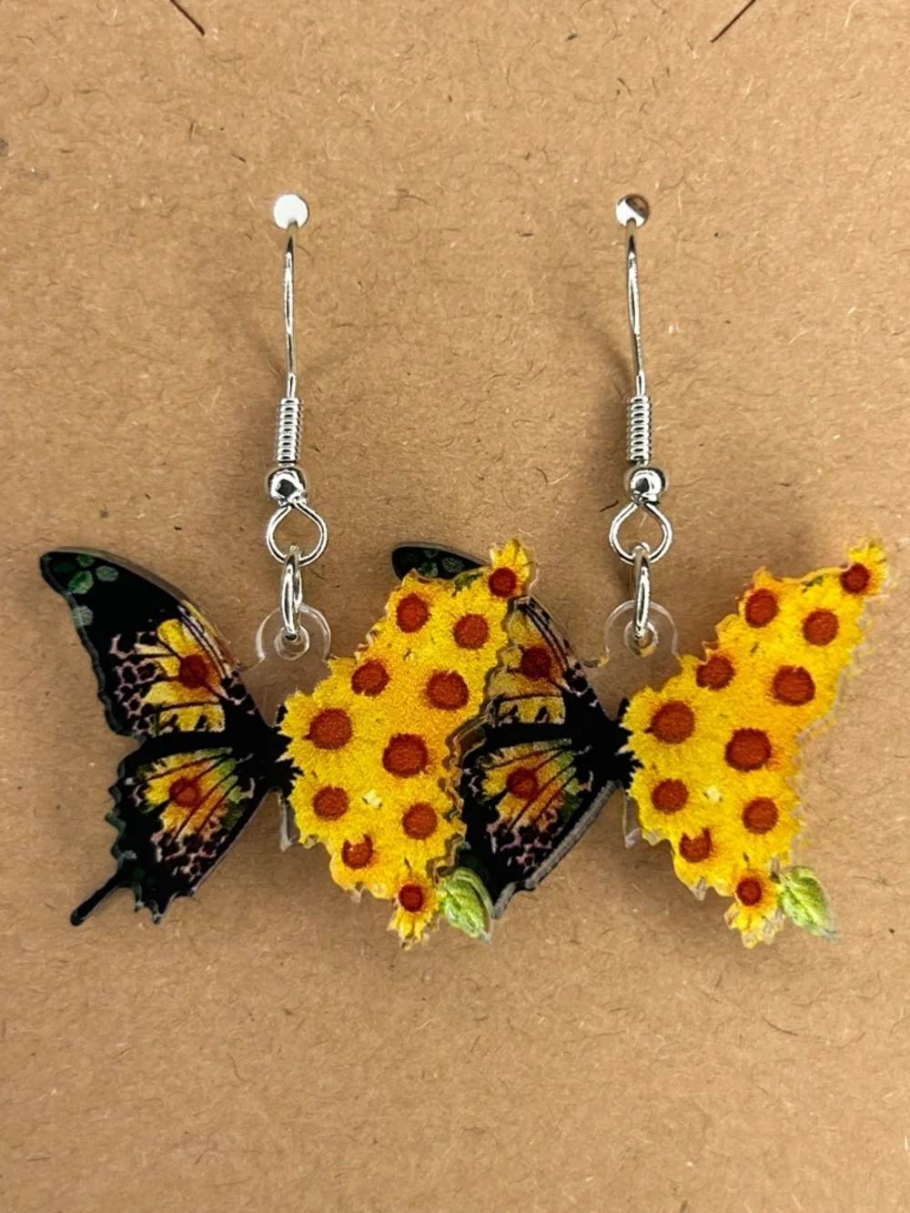 *LAST SET* Butterfly Sunflower Drop Earrings - Fashion Jewelry