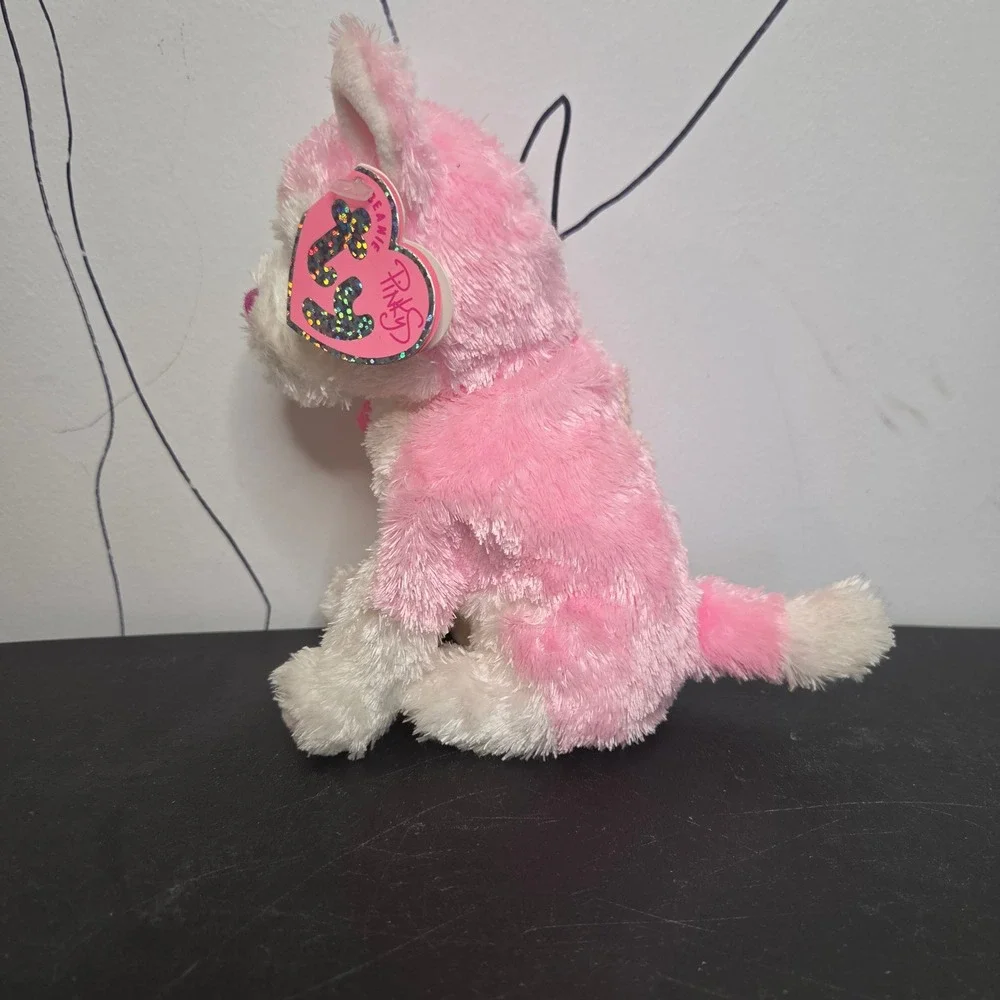 Ty Beanie Babies Bonita Pink Puppy Dog Plush 2006 Blue Eyes‎ Glitter Nose 6.5