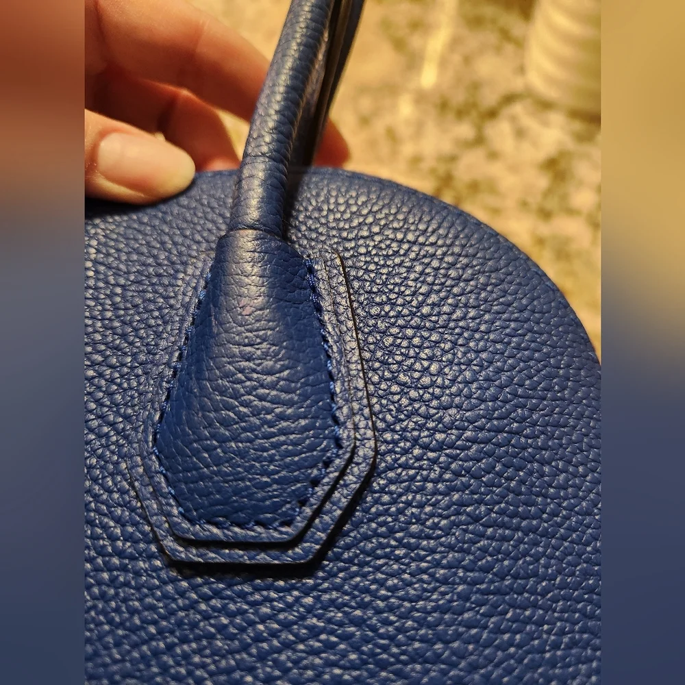 Michael Kors Purse, Mercer Leather Dome Satchel w/ Crossbody Bright Blue EUC