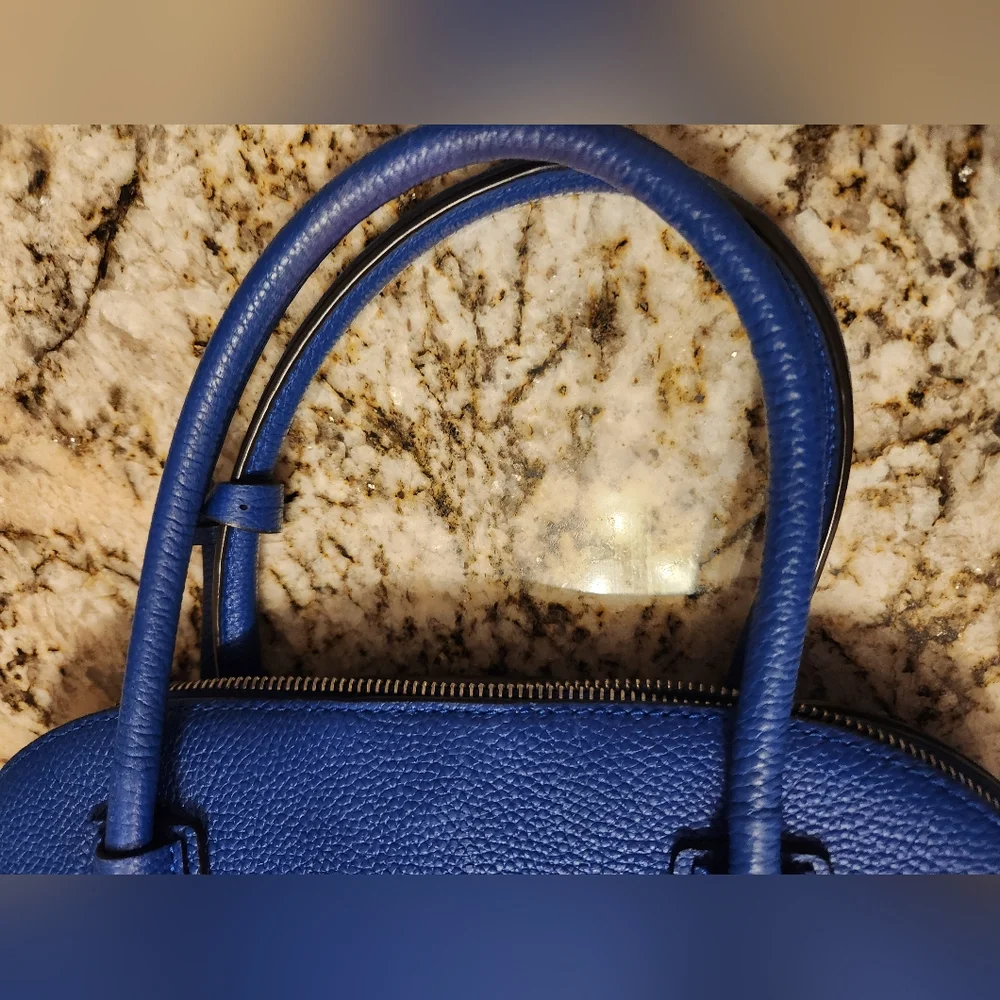 Michael Kors Purse, Mercer Leather Dome Satchel w/ Crossbody Bright Blue EUC