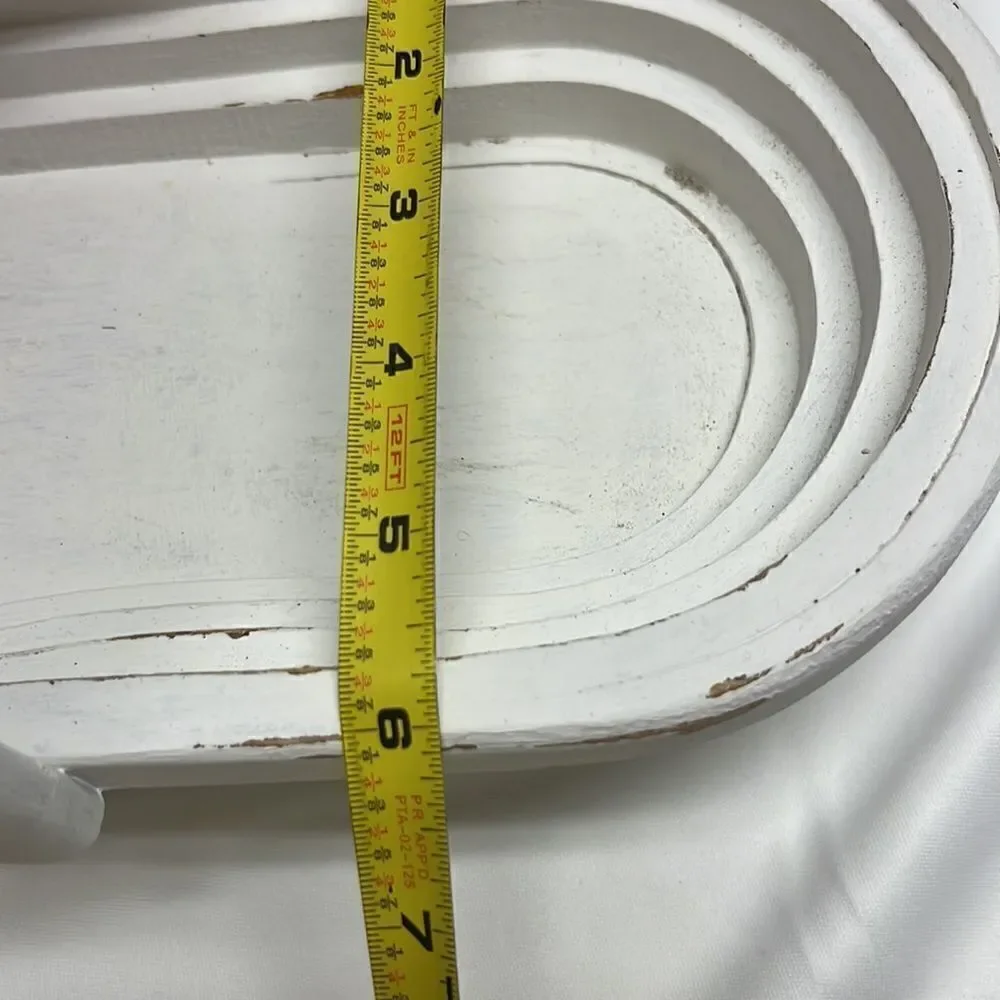 Oval Shaped Upcycled Alabaster Oak Wood  Decor Basket Bowl Organizer