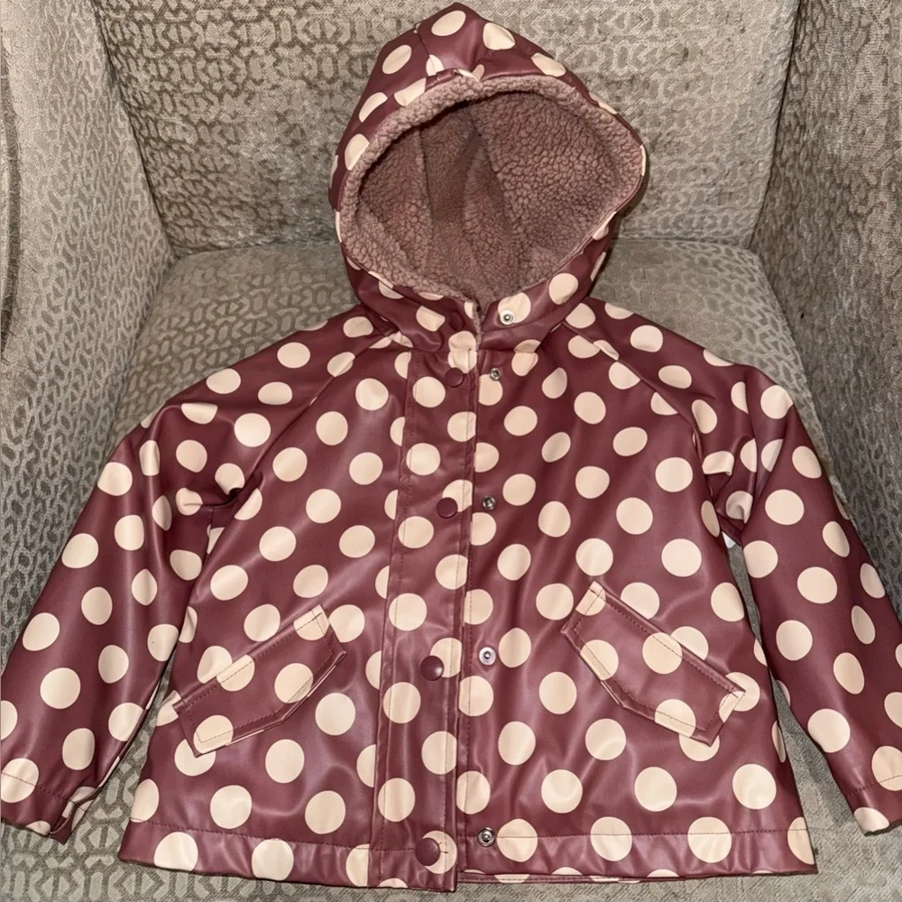 Me Jane mini Kids‎ Polka Dot Raincoat - Brown and Cream