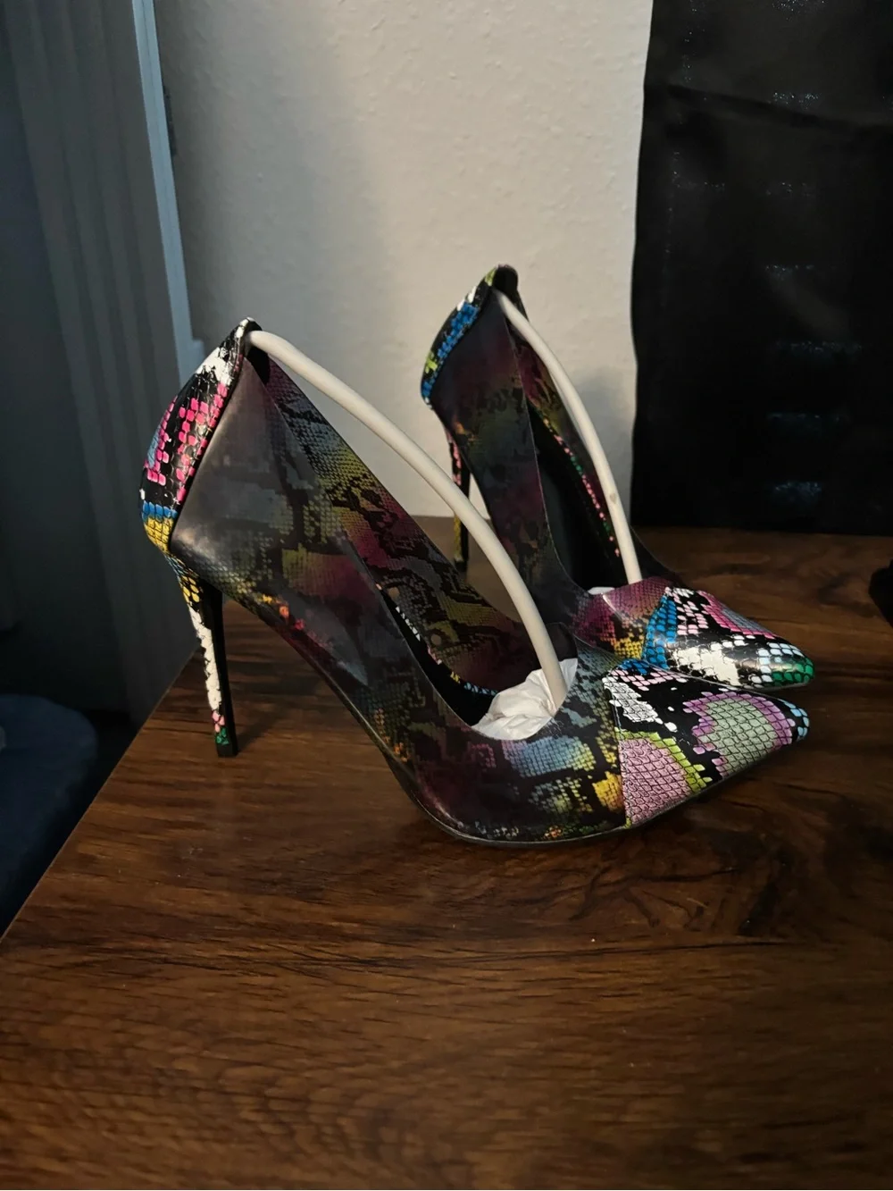 Cape Robbin Multicolor Snake-Print Pointed Toe Heels