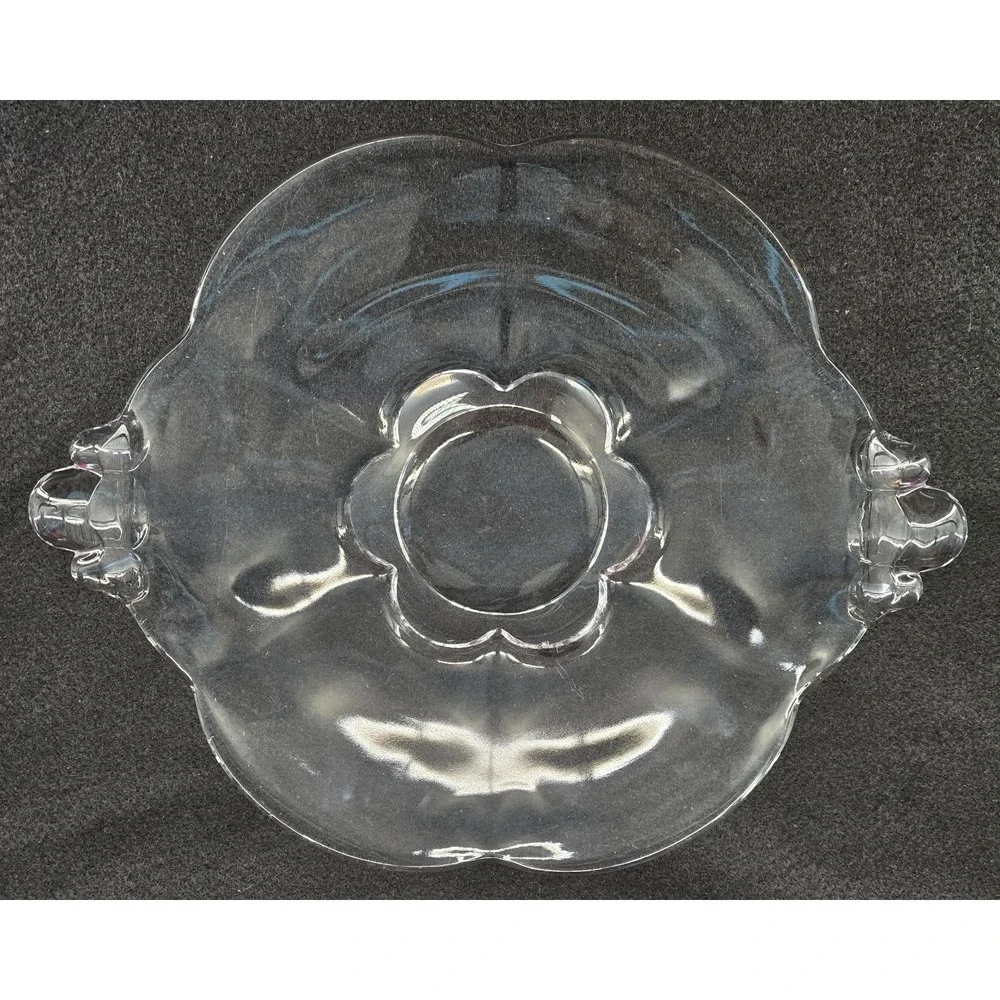 2 Vtg Duncan Miller Canterbury Clear Glass Serving Platters 1940s Plate 10.5x13