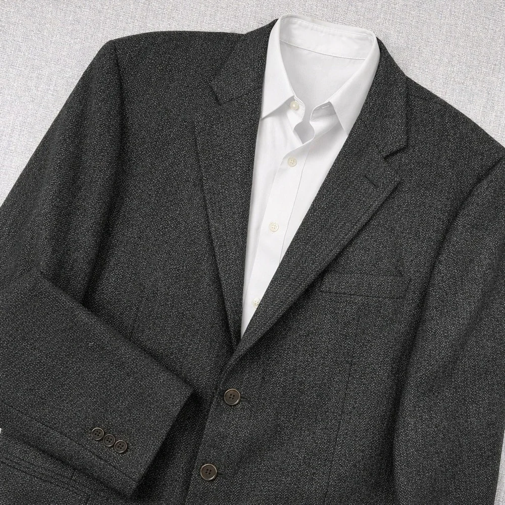 Pronto‎ Uomo Italian Wool Sport Coat Blazer Men 44L Charcoal Tweed Made in Italy