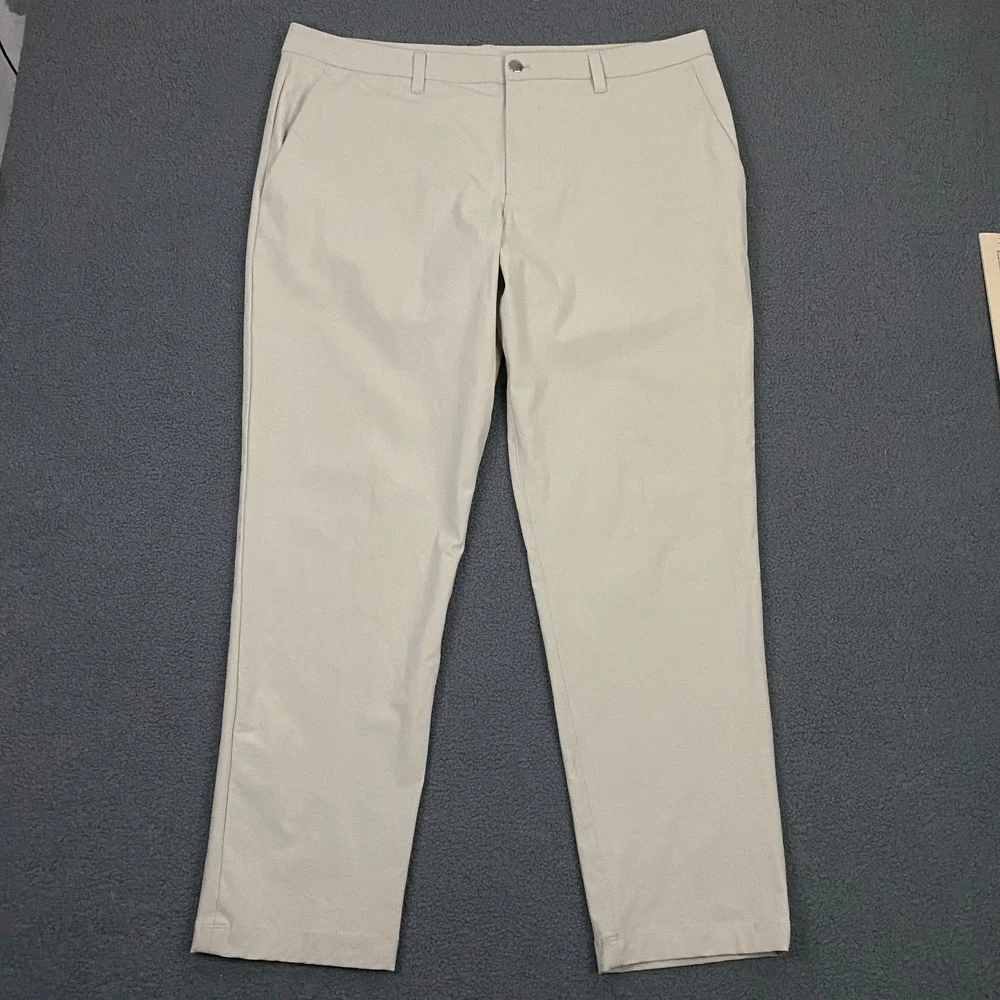 Lululemon ABC Classic-Fit 5 Pocket Pant Mens 38x30 Tan Beige Warpstreme