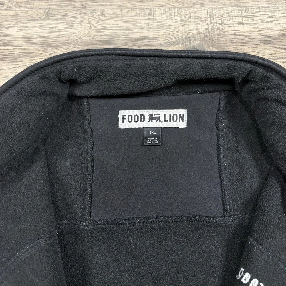 Food Lion Jacket‎ Mens 3XL Black Softshell Full Zip Fleece Lined Workwear Logo
