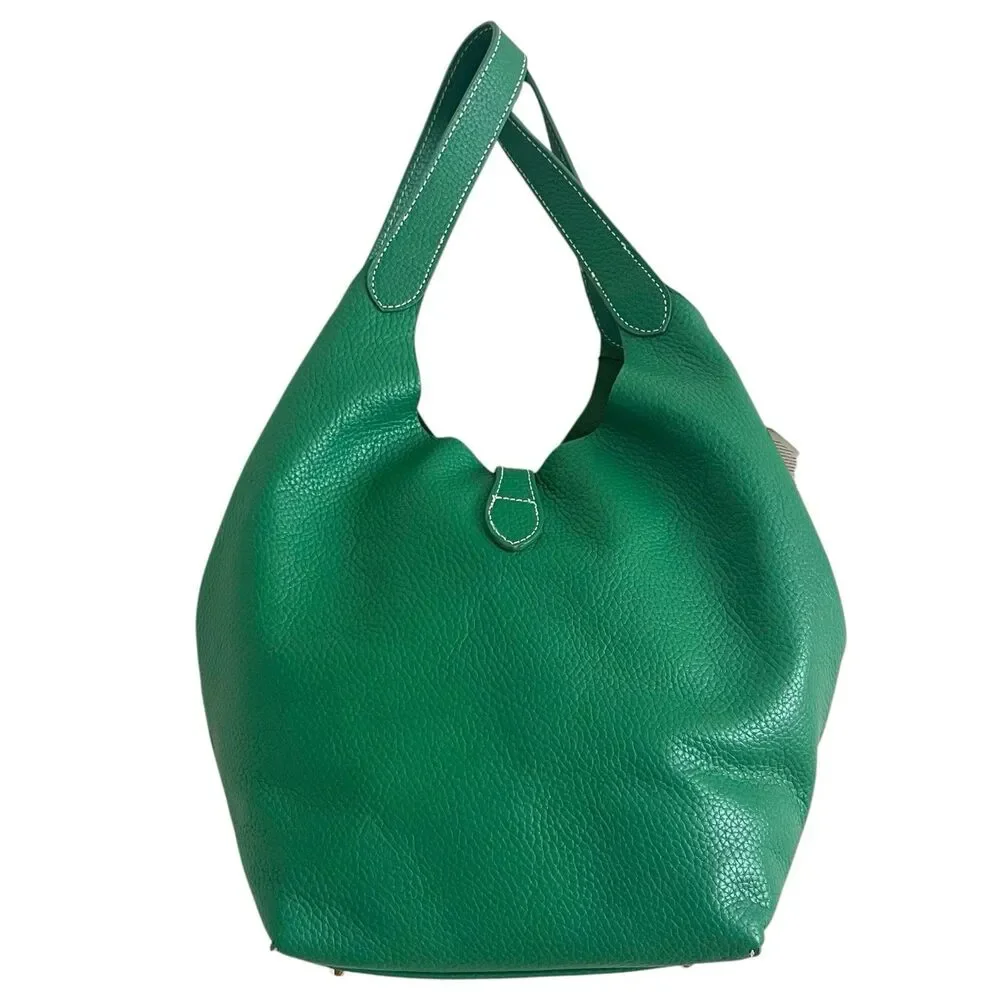 NWT La Via Firenze Green Leather Hobo Bag Made in Italy Shopper Tote Heritage