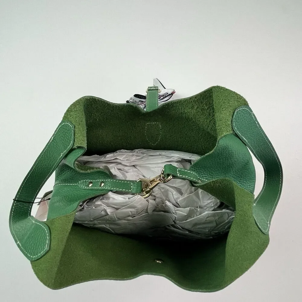 NWT La Via Firenze Green Leather Hobo Bag Made in Italy Shopper Tote Heritage