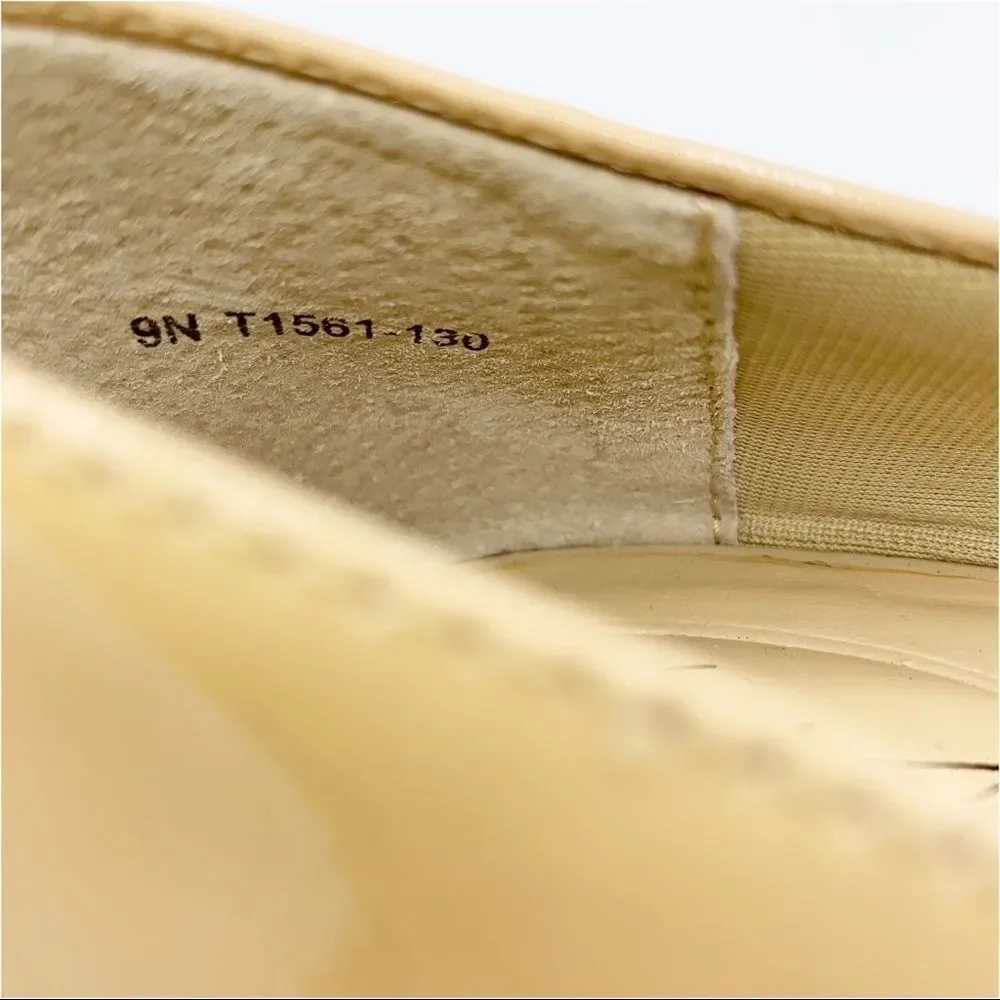 Trotters Tan Patent Leather Chunky Low Heel Women’s  Pumps 9 Narrow‎ Square Toe