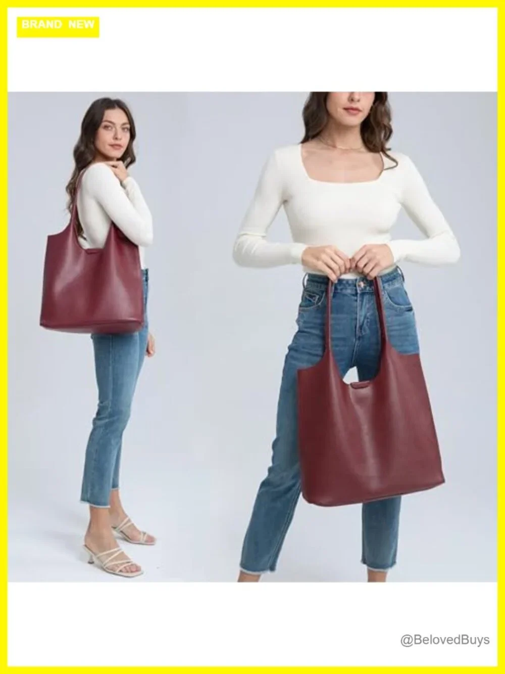 Soft Vegan Leather Tote Bag Hobo Handbag Purse for Travel