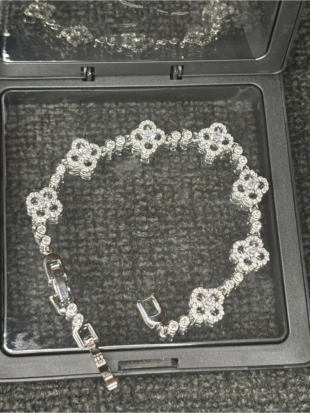 Silver Floral Crystal Bracelet - Women Jewelry