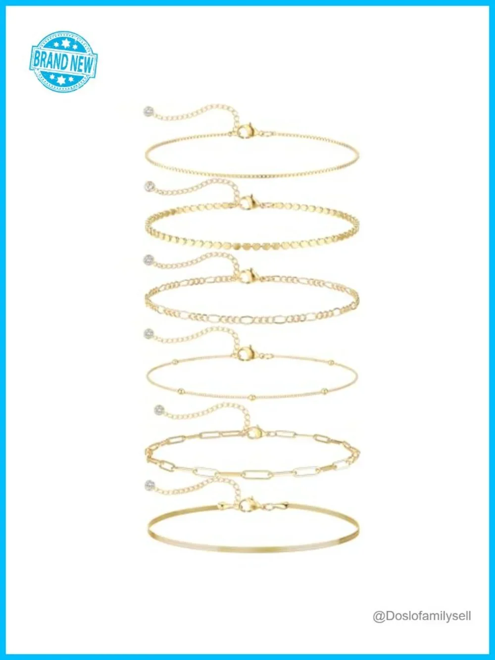 6PCS Gold Plated Bracelets Set for Women Dainty Stackable Layered Bracelets Set